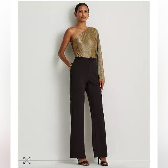 Lauren Ralph Lauren Metallic Crepe One-Shoulder Jumpsuit - Picture 1 of 7